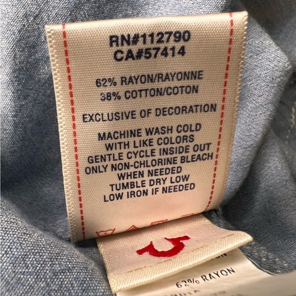 True Religion Blue Button Down Shirt Size XXXL - Picture 11 of 12